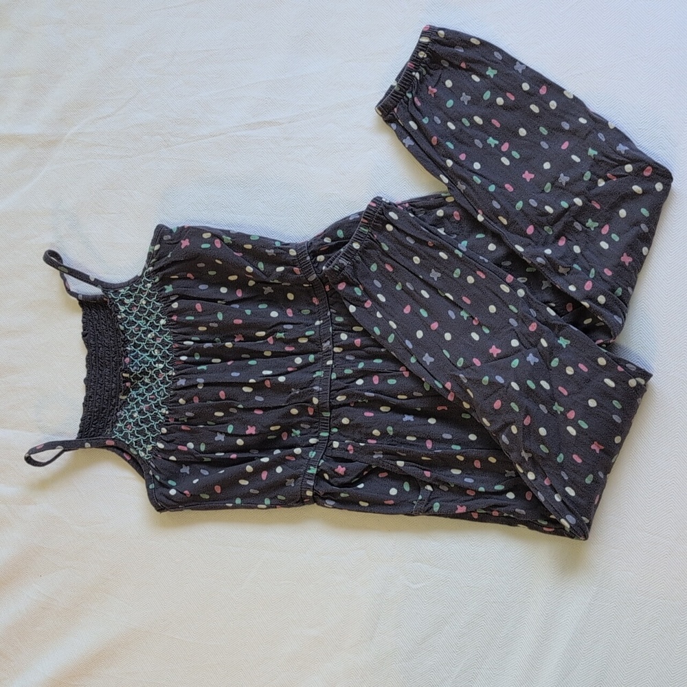 circo girls smocked top confetti cotton comfy tank jumpsuit gray size XS 4/5